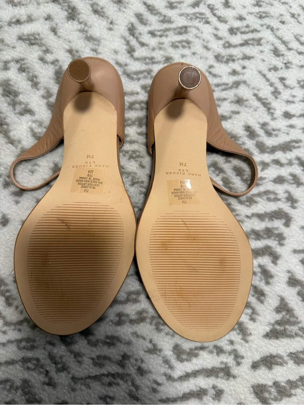 NWOT Marc Fisher Alonde Leather Heeled Slide Sandal 7